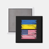 ウクライナ系アメリカ人 アメリカ国旗 ウクライナ アメリカ ルーツ マグネット (正面/裏面)