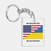 ウクライナ装飾用クッションに対する米国の支持 キーホルダー (正面左)