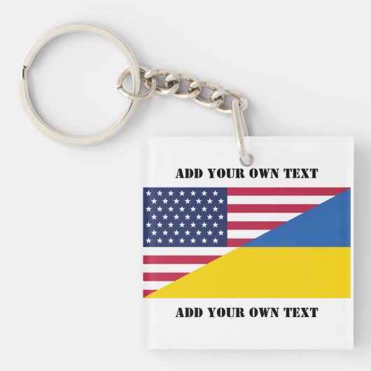 ウクライナ装飾用クッションに対する米国の支持 キーホルダー (正面)