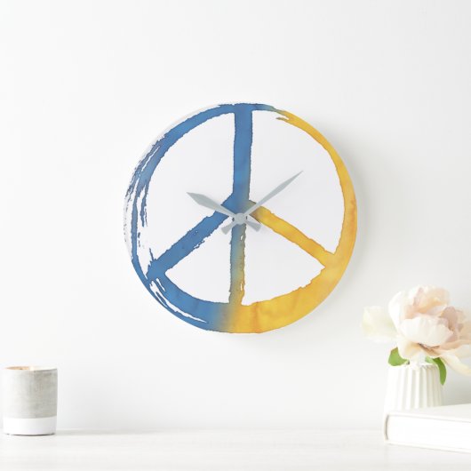 ウクライナ語 – 平和のシンボルのための時間ウクライナ戦争 ラージ壁時計 (ホーム)