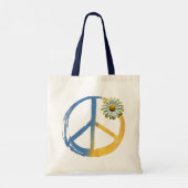 ウクライナ語 – 平和シンボルサインデイジーウクライナ戦争 トートバッグ (裏面)