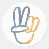 ウクライナ語 – 平和シンボルVサインウクライナアンチ戦争 ラウンドシール (正面)