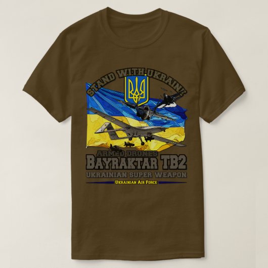 ウクライナ軍のバイラクタールTB2ドローン Tシャツ (デザイン正面)