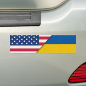 ウクライナ連帯アメリカ国旗 バンパーステッカー (車上)