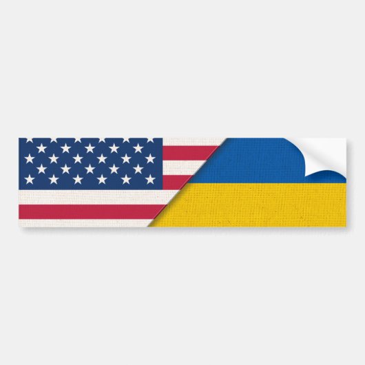 ウクライナ連帯アメリカ国旗 バンパーステッカー (正面)