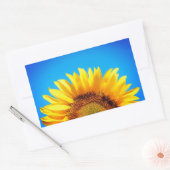 ウクライナ青空の黄色のひまわりサポート 長方形シール (封筒)