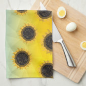 ウクライナ黄色の青いジオメトリメッシュパターンフラワー キッチンタオル (四つ折り)