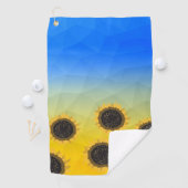 ウクライナ黄色の青いジオメトリメッシュパターンフラワー ゴルフタオル (インサイチュ)