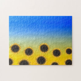 ウクライナ黄色の青いジオメトリメッシュパターンフラワー ジグソーパズル