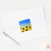 ウクライナ黄色の青いジオメトリメッシュパターンフラワー スクエアシール (封筒)