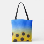 ウクライナ黄色の青いジオメトリメッシュパターンフラワー トートバッグ (裏面)