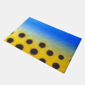 ウクライナ黄色の青いジオメトリメッシュパターンフラワー ドアマット (アングル)