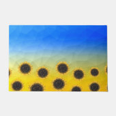 ウクライナ黄色の青いジオメトリメッシュパターンフラワー ドアマット (正面)