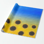 ウクライナ黄色の青いジオメトリメッシュパターンフラワー ラッピングペーパー (アンロールド)
