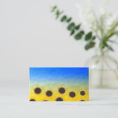 ウクライナ黄色の青いジオメトリメッシュパターンフラワー 名刺 (スタンド正面)