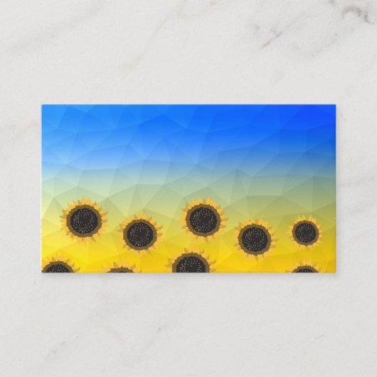 ウクライナ黄色の青いジオメトリメッシュパターンフラワー 名刺 (正面)