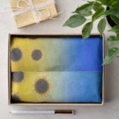 ウクライナ黄色の青いジオメトリメッシュパターンフラワー 薄葉紙 (ギフト)