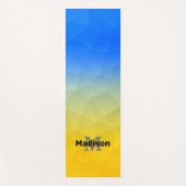 ウクライナ黄色の青い幾何学メッシュパターンモノグラム ヨガマット (正面)