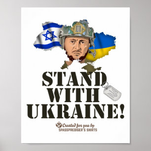 ウクライナ イスラエル 国旗 セレンスキー Stand With Ukraine  ポスター