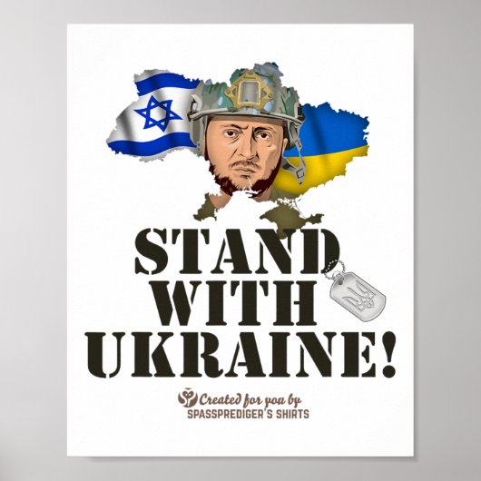 ウクライナ イスラエル 国旗 セレンスキー Stand With Ukraine  ポスター (正面)