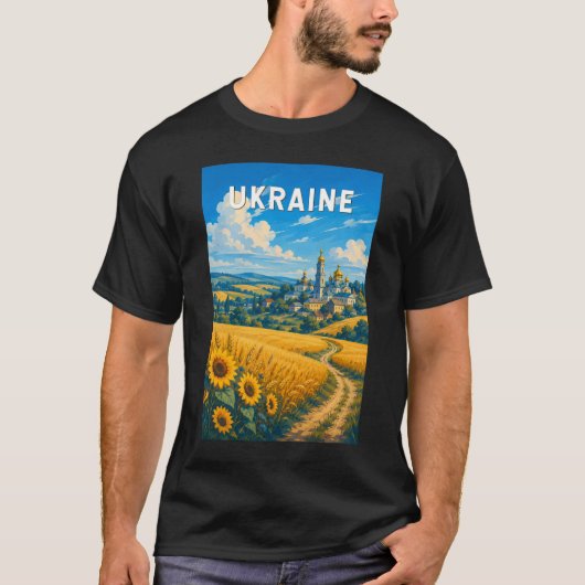 ウクライナ イラスト 旅行 アート ヴィンテージ Tシャツ (正面)