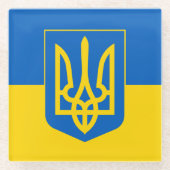 ウクライナ & ウクライナ国旗 ファッション/スポーツファン ガラスコースター (正面)