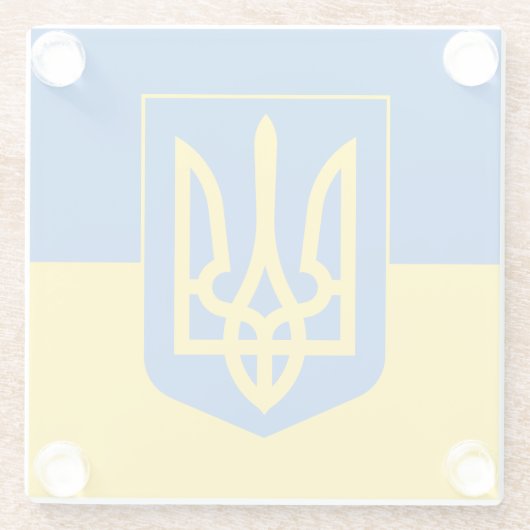 ウクライナ & ウクライナ国旗 ファッション/スポーツファン ガラスコースター (裏面)
