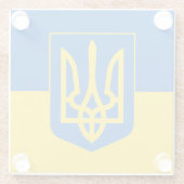ウクライナ & ウクライナ国旗 ファッション スポーツ ファン ガラスコースター (裏面)