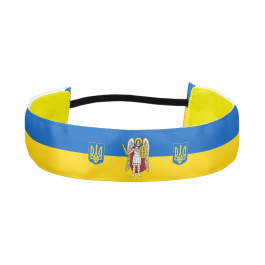 ウクライナ・キエフシティコート・オブ・アームズウクライナ国旗 アスレチックヘッドバンド (正面)
