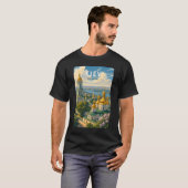 ウクライナ キーウ イラスト 旅行 アート ヴィンテージ Tシャツ (正面フル)