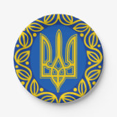 ウクライナ、コートオブアームズ、トリズブウクライナ共和国 ペーパープレート (正面)