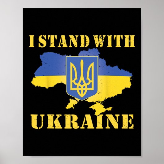 ウクライナ シャツ ウクライナ国旗 マップ I Stand With Ukra ポスター (正面)