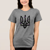 ウクライナ。トライデント。ウクライナの国章 トライブレンドＴシャツ (正面)