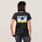 ウクライナ ドローン ブラック Tシャツ (裏面フル)