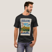 ウクライナ ヒマワリ キョウダイ キンイロ ドーム 挿絵 旅行 Tシャツ (正面フル)