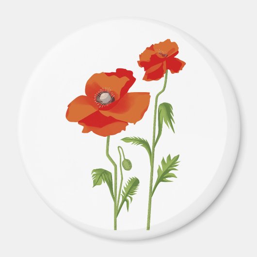 ウクライナ「ポピー花」平和カラフル磁石 マグネット (正面)