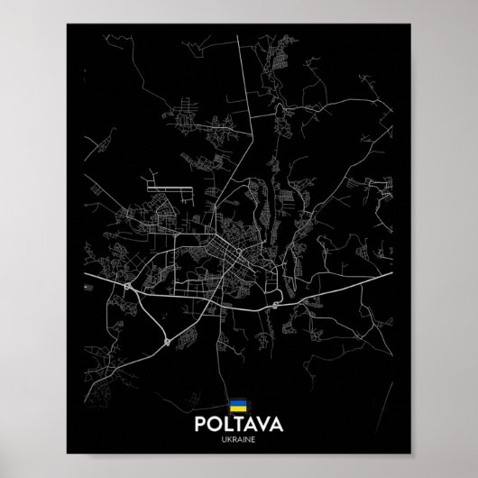 ウクライナ ポルタヴァ市 マップ 旅行 お土産 故郷 ポスター (正面)