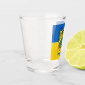 ウクライナ&リヴィブシティ – コートオブアームズ、ウクライナ国旗 ショットグラス (左)
