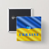 ウクライナ – 平和の自由をサポート – ウクライナ国旗 缶バッジ (正面&裏面)