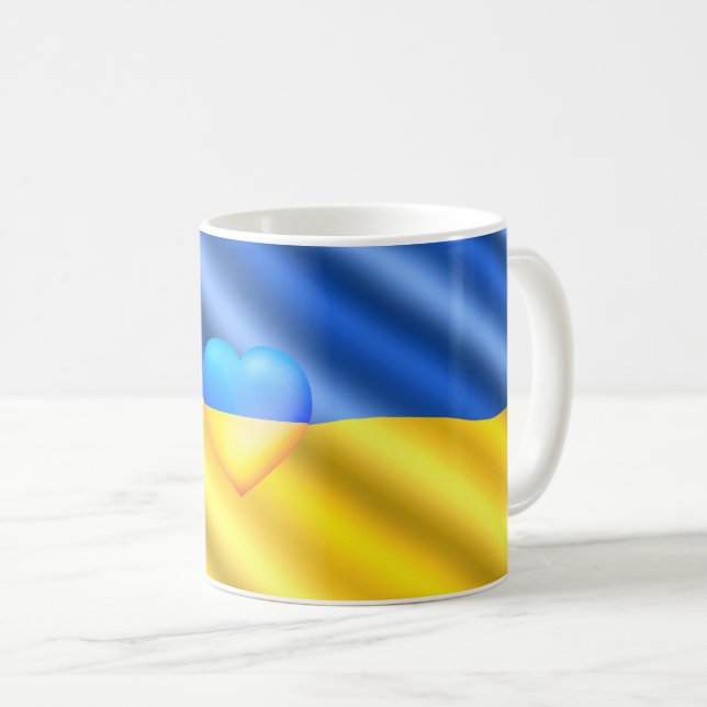 ウクライナ – 平和 – ウクライナ国旗 – フリーダムサポート コーヒーマグカップ (正面右)