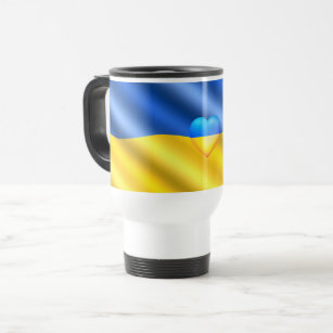 ウクライナ – 支援 – 自由平和 – ウクライナ国旗 トラベルマグ