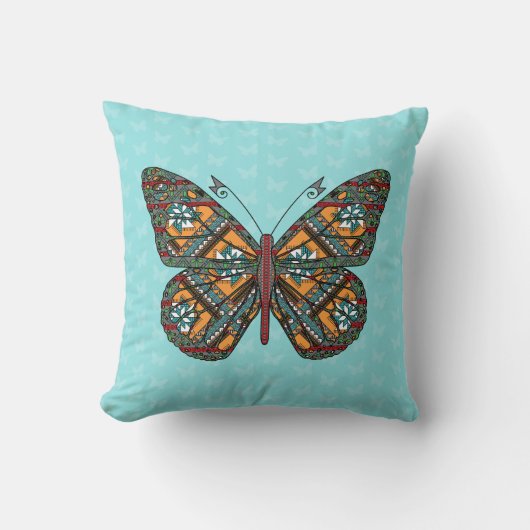 ウクライナ（昆虫）オオカバマダラ、モナーク枕 クッション (正面)