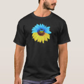 ウクライナ 水彩 ひまわり 青 黄 フラッグ Tシャツ (正面)