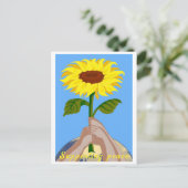 ウクライナ"青い黄色"ひまわり平和カラフル シーズンポストカード (スタンド正面)