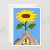 ウクライナ"青い黄色"ひまわり平和カラフル シーズンポストカード (正面/裏面)