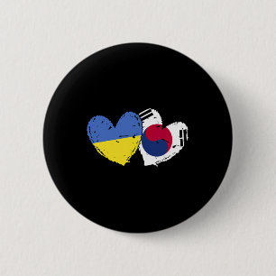 ウクライナ 韓国 ハート フラグ ウクライナ人 韓国人 デュアル フラグ D 缶バッジ