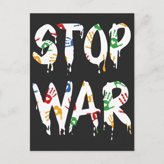 ウクライナTシャツと立つ、ウクライナ ポストカード (正面)