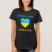 ウクライナTシャツのウクライナ国旗のハートをサポート Tシャツ (正面)