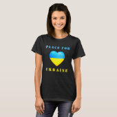 ウクライナTシャツのウクライナ国旗のハートをサポート Tシャツ (正面フル)