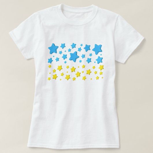 ウクライナTシャツのウクライナ国旗の星をサポート Tシャツ (デザイン正面)